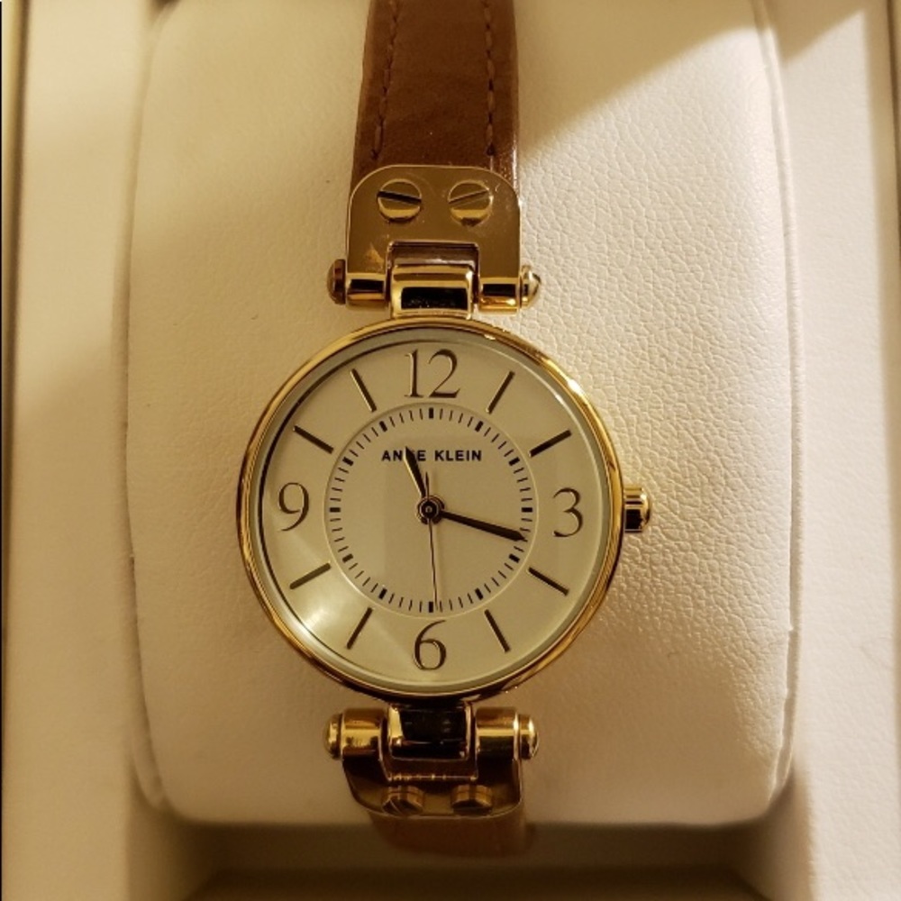 Anne Klein watch with brown leather strap